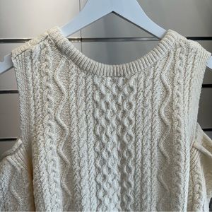 Anthropolgie Pilcro  Cream Cut Out Shoulder Sweater.